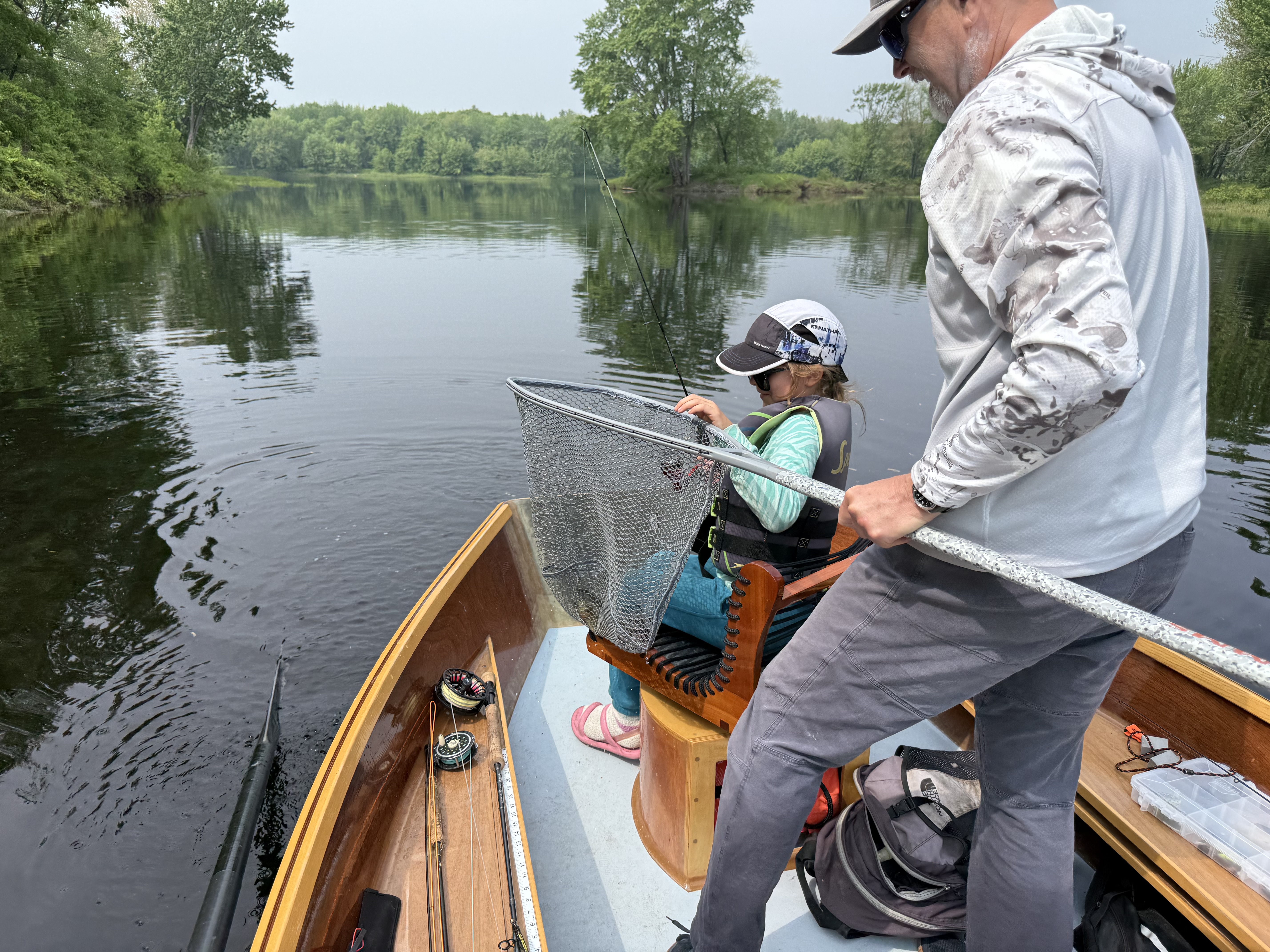 Smallmouth bass fishing, Penobscot river, Maine
